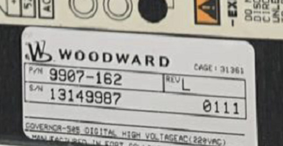 ウッドワード 9907-162 220 Vac 電源入力 デジタルガバナー タービン制御 1 A で +24 Vdc