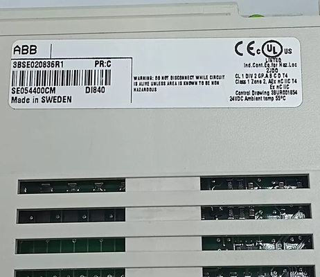ABB DI840 3BSE020836R1 デジタル入力 24V S/R 16チャネルモジュール S800 I/O
