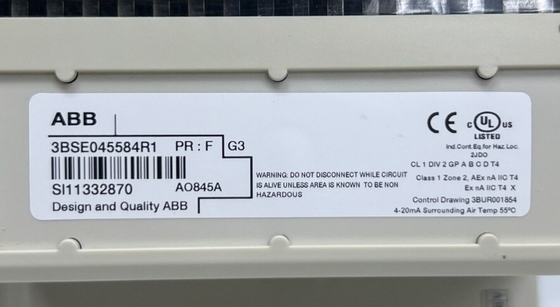 ABB AO845A 3BSE045584R1 アナログ出力モジュール S/R HART 8チャンネルモジュール