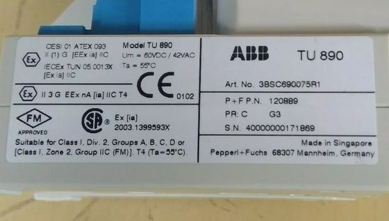 ABB TU890 3BSC690075R1 内在安全インターフェースを持つモジュール終了ユニット