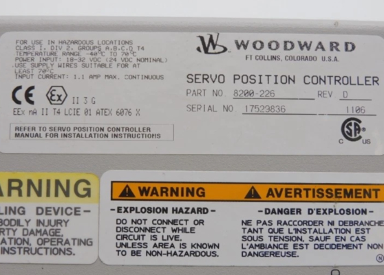 8200-226 ウッドワード サーボ 位置制御装置