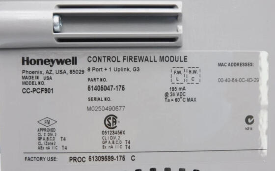ハニーウェルCC-PCF901制御ファイアウォールモジュール 24V DC電源でネットワークセキュリティ保護とFTEネットワーク配送