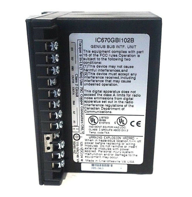 IC670GBI102 GE Fanuc GE分野入力/出力120Vac/125Vdcは天才バス・インタフェース・ユニットGeneral Electricに動力を与えた